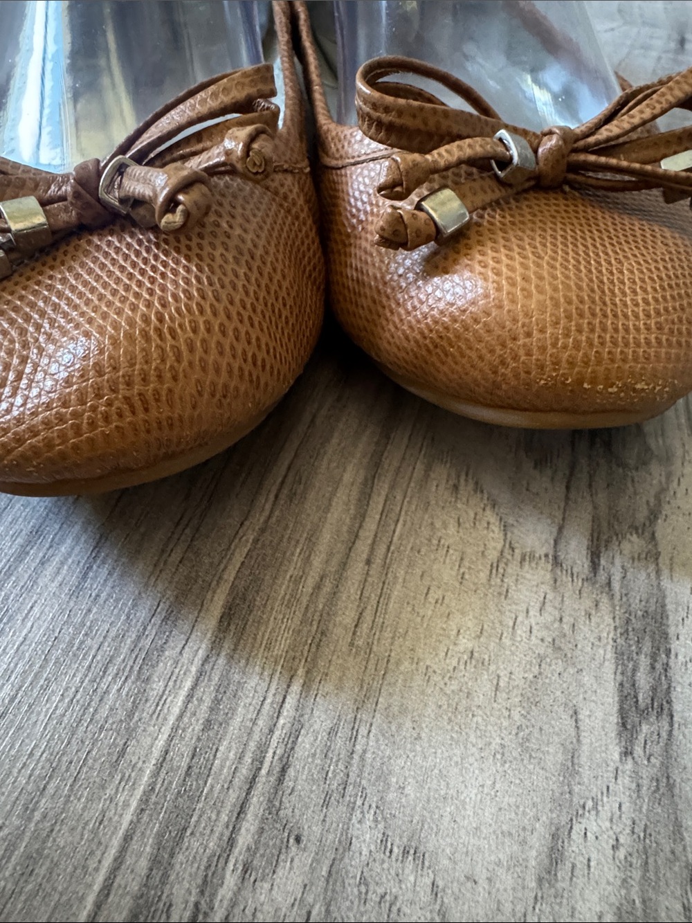 Women’s Tan Ballet Flats with Bow Accent leather 37 - Picture 4 of 10